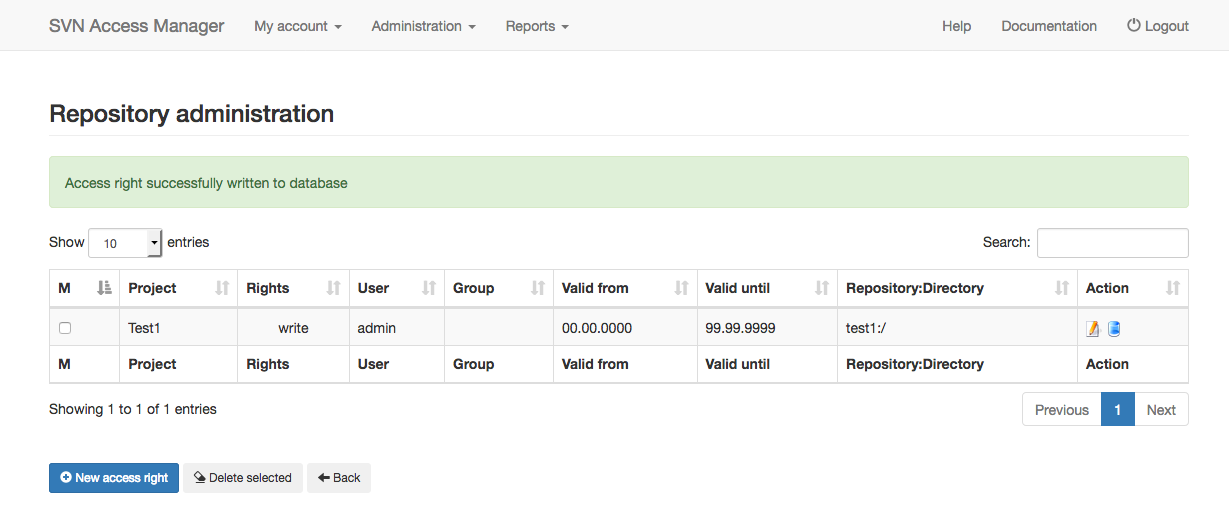 Access right administration overview